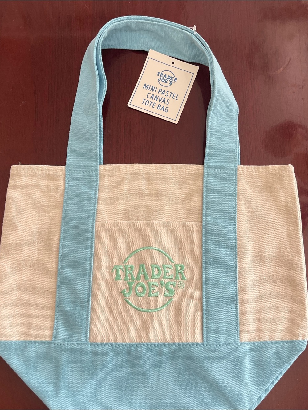 Trader Joes Mini Pastel Canvas Tote Bag 3 Pieces- All new - Picture 3 of 5